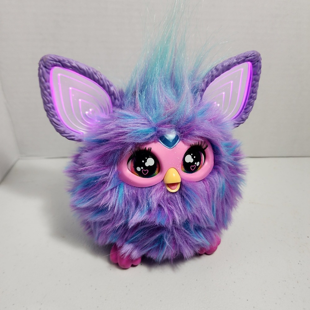 Hasbro Furby 2023 Purple Blue Interactive Plush Toy F6743 Light Up Ears Works